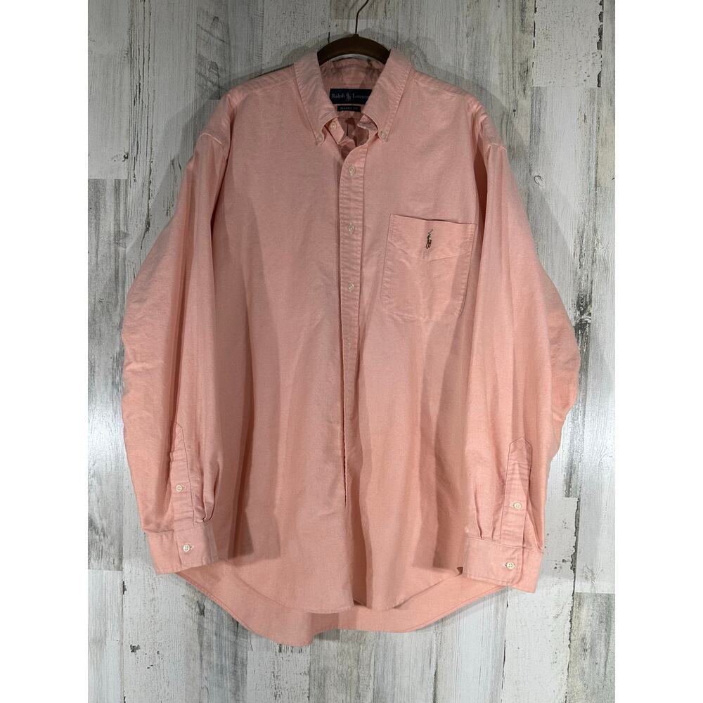 Ralph Lauren Button Down Shirt Size XL Peach Pink Classic Fit Flesh Pony